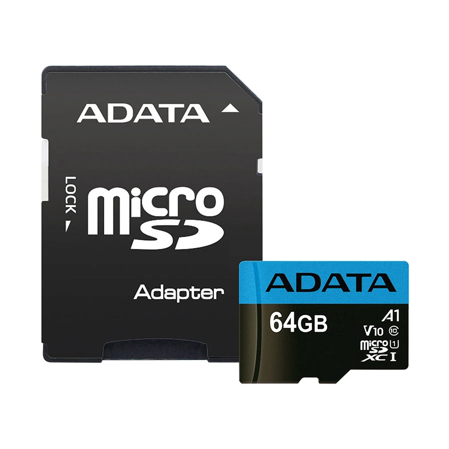 ADATA 64GB Micro SD Class-10 Memory Card with Adapter #AUSDX64GUICL10A1-RA1
