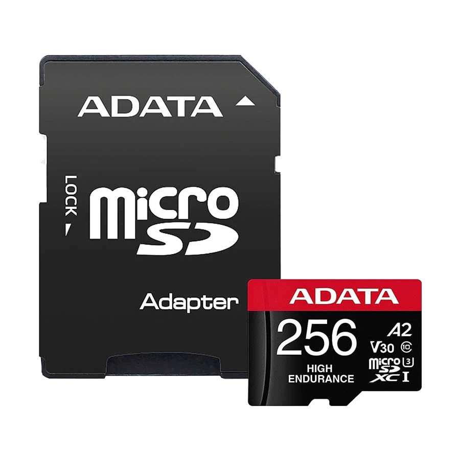 ADATA High Endurance 256GB MicroSDXC/SDHC UHS-I Class 10 V30 A2 Memory Card with Adapter #AUSDX256GUI3V30SHA2-RA1