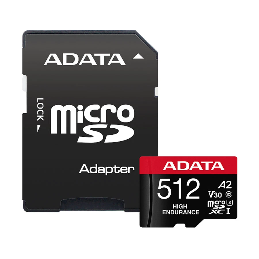 ADATA High Endurance 512GB MicroSDXC/SDHC UHS-I Class 10 V30 A2 Memory Card with Adapter #AUSDX512GUI3V30SHA2-RA1