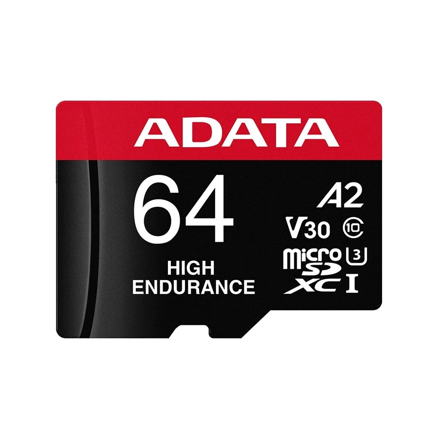 ADATA High Endurance 64GB MicroSDXC/SDHC UHS-I Class 10 V30 A2 Memory Card with Adapter #AUSDX64GUI3V30SHA2-RA1