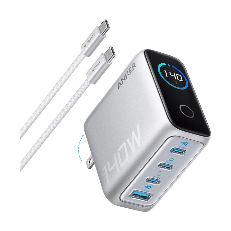 Anker B2697 140W USB & Tri USB-C Charger / Charging Adapter with USB-C Cable #B2697J41 (2 Pin, UK)