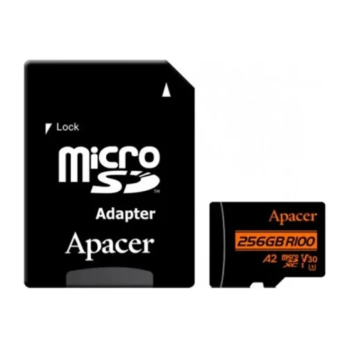 Apacer R100 SDXC/SDHC UHS-I U3 V30 256GB A2 Class 10 Memory Card with Adapter