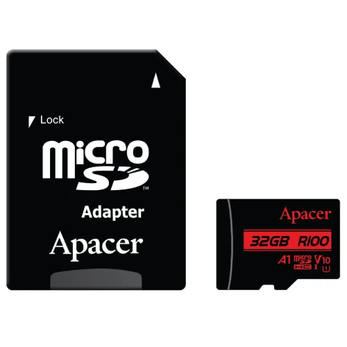 Apacer R100 MicroSDHC/SDXC UHS-1 U1 V10 A1 32GB Memory Card with Adapter