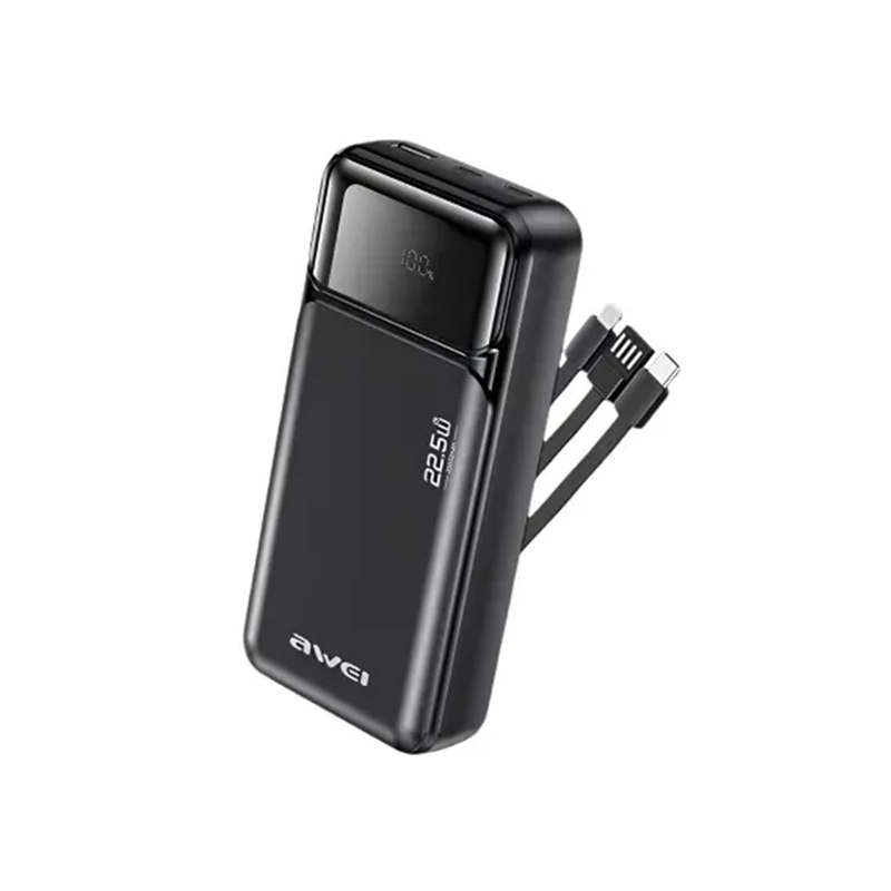 Awei PA-93 22.5W Fast Charging Powerbank with Build-in Three Cables - 20000mAH