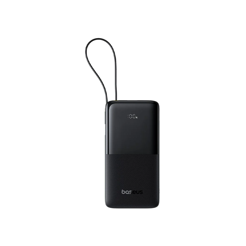 Baseus Bipow 2 20W Digital Display Power Bank With Built-in-USB-C Cable - 20000mAh