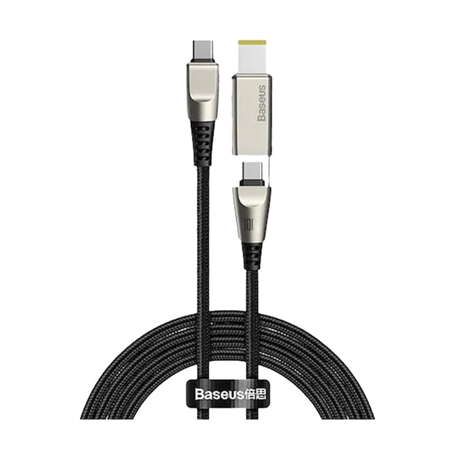 Baseus CA1T2-B01 Flash Series USB Type-C Male to Type-C Male & DC, 2 Meter, Charging & Data Cable #CA1T2-B01