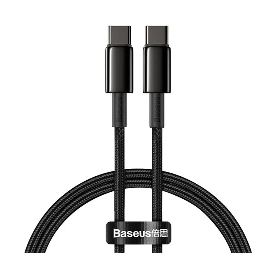 Baseus CATWJ-01 Tungsten USB Type-C Male to Male, 1 Meter, Black Charging & Data Cable #CATWJ-01 (100W)