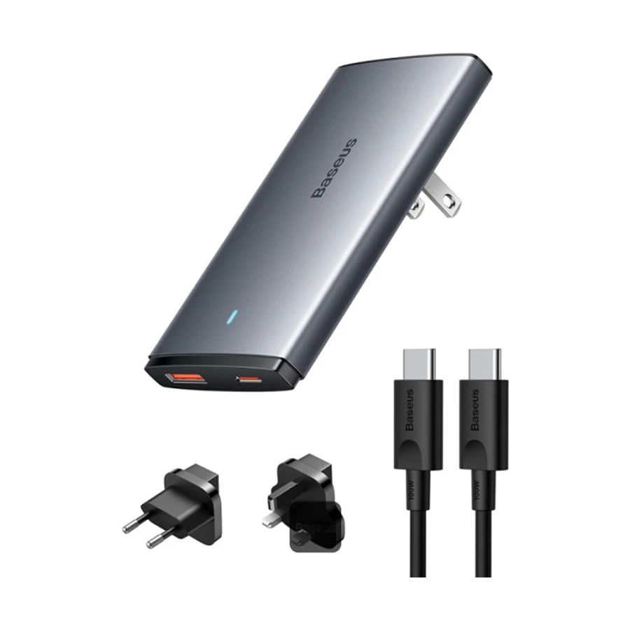 Baseus GaN5 Pro CCGP150113 USB & USB-C 65W Charger / Charging Adapter with USB-C Male to Male 1 Meter Black Charging Cable #CCGP150113 (US,UK,EU)