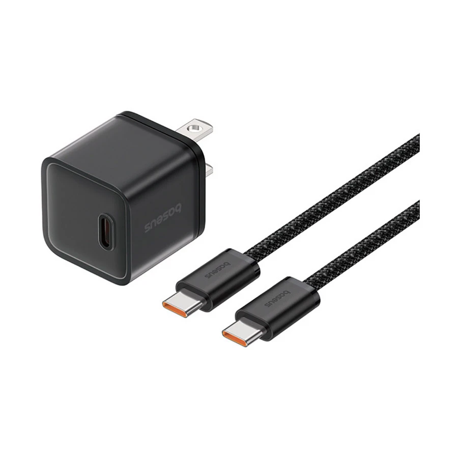 Baseus P10162501113-02 USB-C 20W GaN Charger / Charging Adapter with USB-C Male to Male Charging Cable #P10162501113-02 (US)
