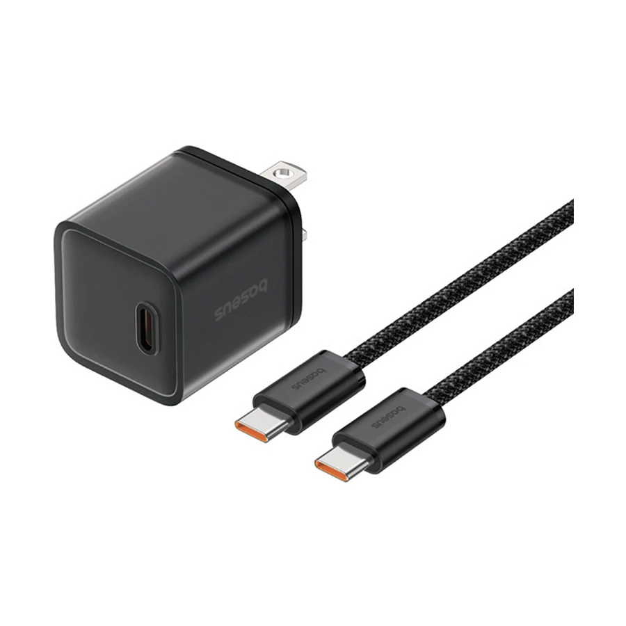 Baseus P10162505113-01 USB-C 30W GaN Charger / Charging Adapter with USB-C Male to Male Charging Cable #P10162505113-01 (US)