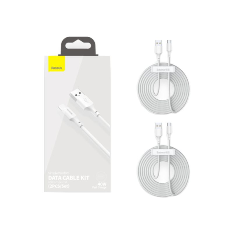 Baseus Simple Wisdom Data Cable Kit USB to Type-C 5A 2PCS -  1.5m - official view 2