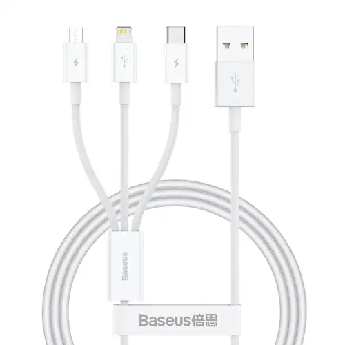 Baseus Superior Series 1 Meter 3 in 1 USB to MicroUSB + Lightning + Type-C Fast Charging Cable