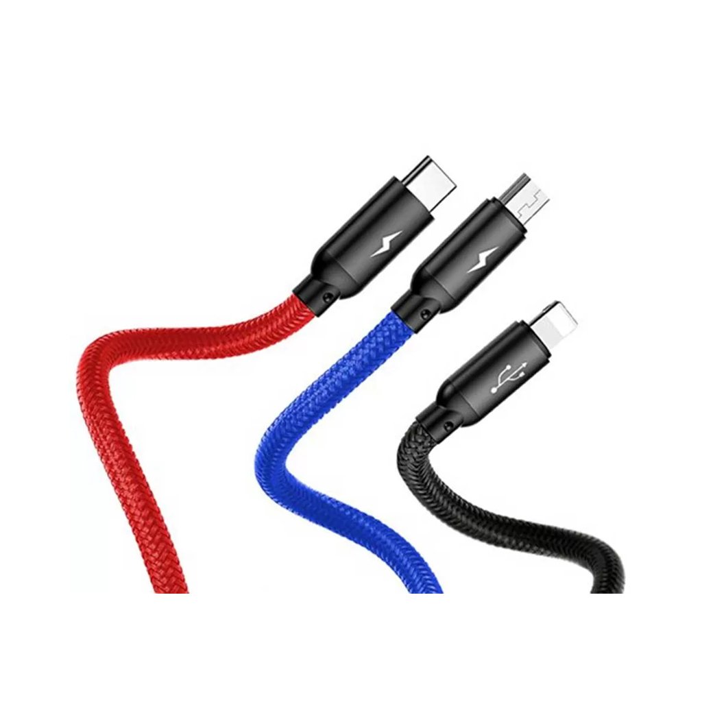 Baseus Three Primary Colors 3-in-1 Cable - 1.2m - official view 2