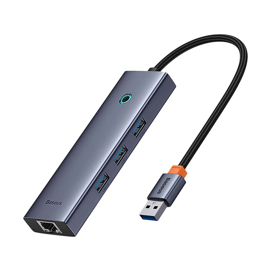 Baseus UltraJoy Series B0005280A813-01 USB Male to Tri USB & LAN Female Space Multiport Converter #B0005280A813-01