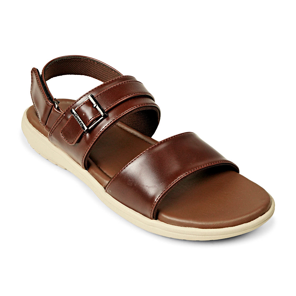 Bata Beta 8614826 brown sandal, angled view showing two front straps and buckle detail