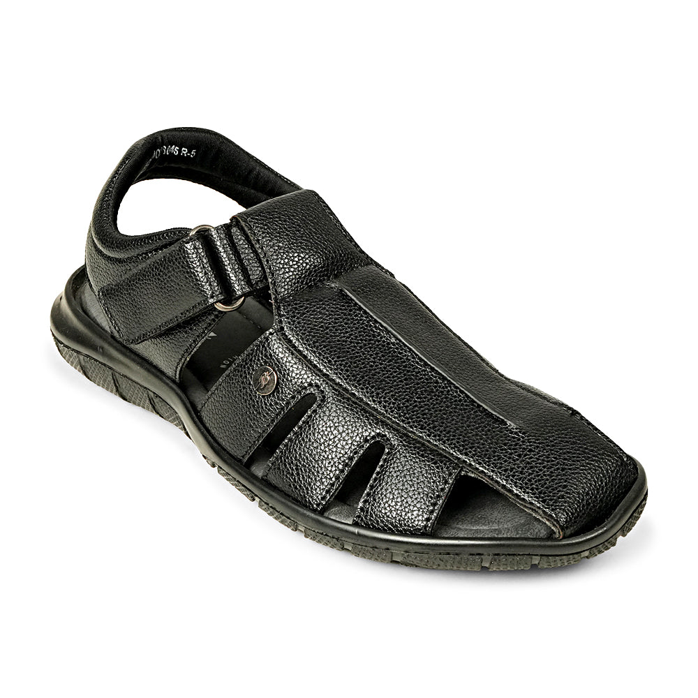 Bata Boston 8616829 black sandal, angled view showing adjustable strap