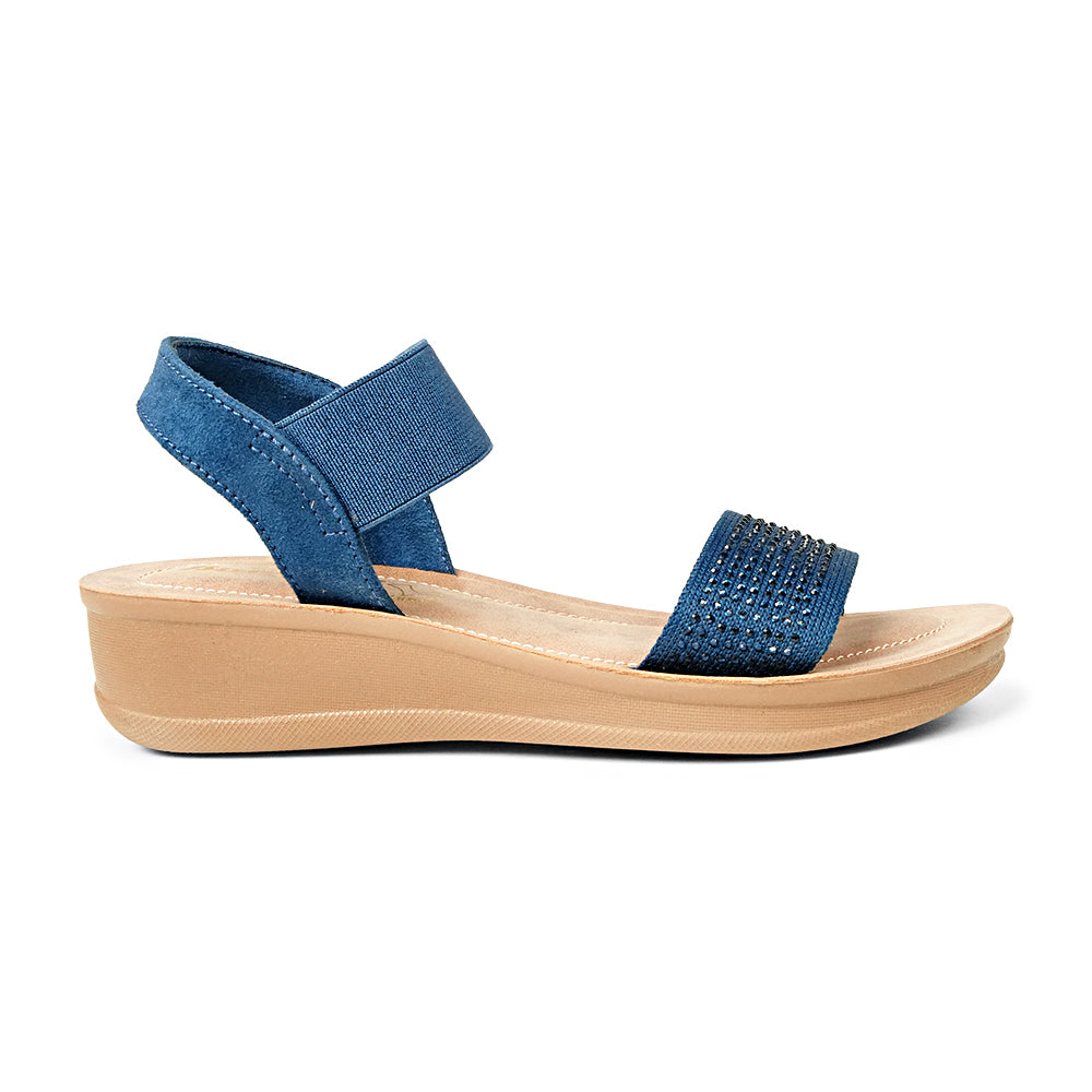 Bata Valentino 6619273 Women's Navy Wedge Sandals