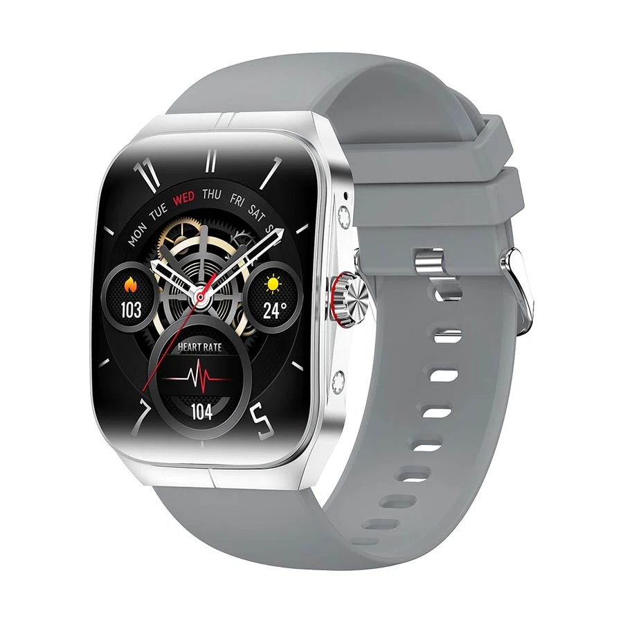 Blisbond Crescent AMOLED Bluetooth Calling Smart Watch with Black & Grey Dual Straps