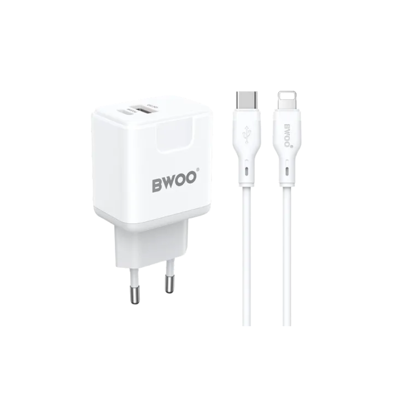 BWOO BO-CDA157C-L 20W 2 Port Fast Charger Adapter With Cable