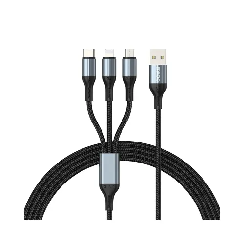 BWOO BO-X274 1.2M 3 in 1 USB to Type-C/Lighting/Micro USB Cable