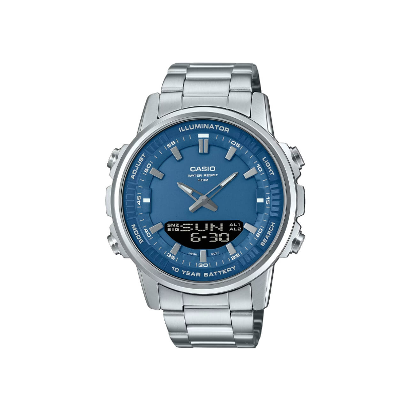 Casio Illuminator AMW-880D-2A1VDF Dual Time Stainless Steel Men’s Watch