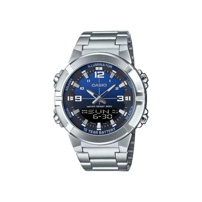 Casio Standard Dual Time AMW-870DA-2A1VDF Stainless Steel Men’s Watch