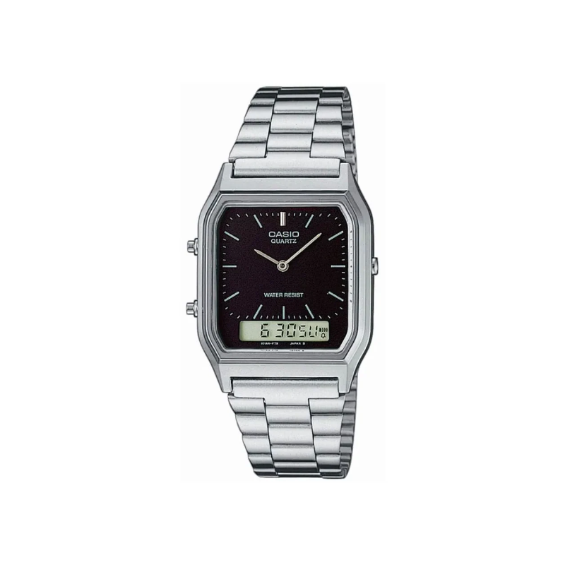 Casio Vintage AQ-230A-1DMQ Dual Time Stainless Steel Men’s Watch