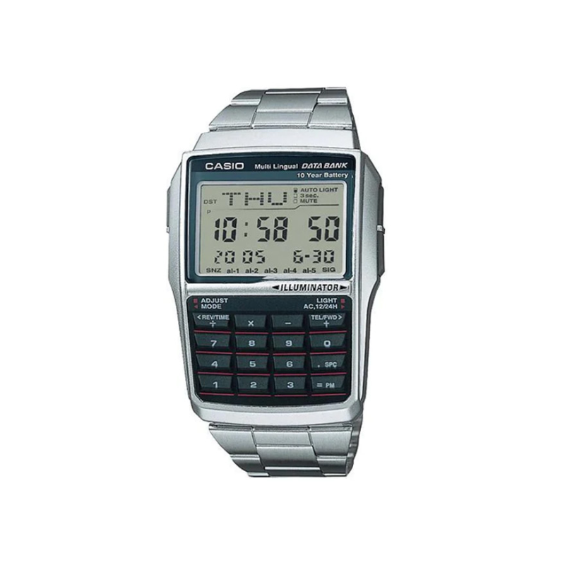Casio Vintage DBC-32D-1ADF Data Bank Calculator Stainless Steel Band Men’s Watch