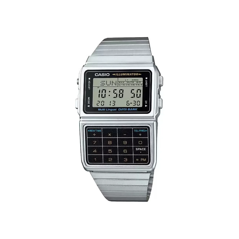 Casio Vintage DBC-611-1DF Data Bank Calculator Stainless Steel Band Men’s Watch