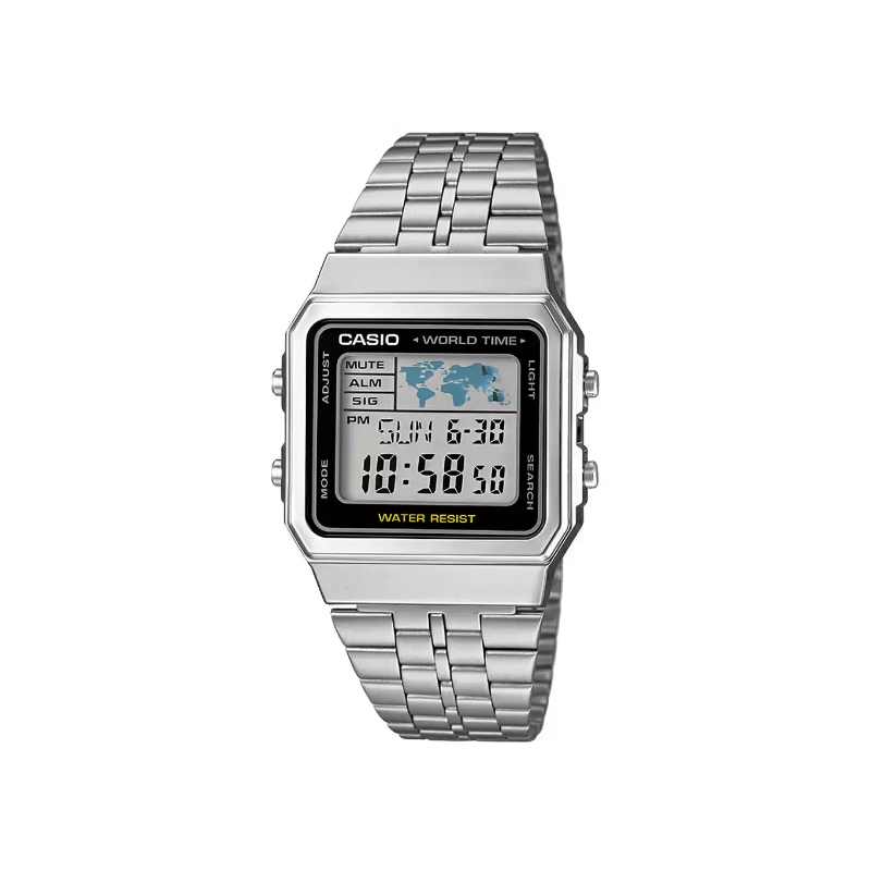Casio Vintage World Time A500WA-1DF Digital Chain Watch