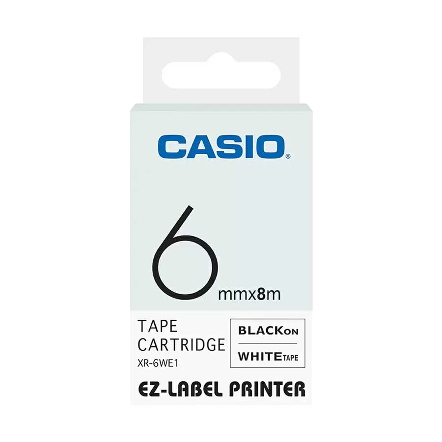 CASIO XR-6WE1 (6mm X 8M) on White Tape Cartridge #CG83