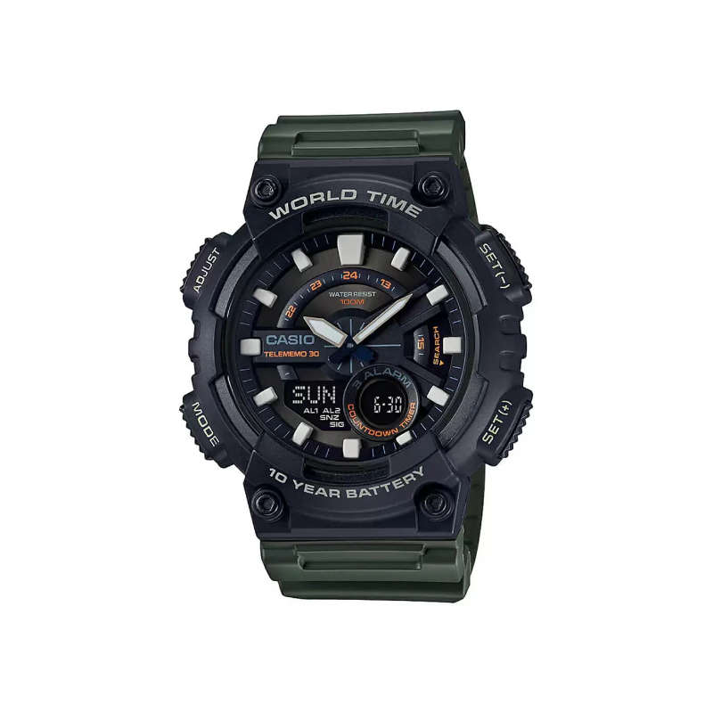 Casio Youth Dual Time AEQ-110W-3AVDF Resin Belt Men’s Watch