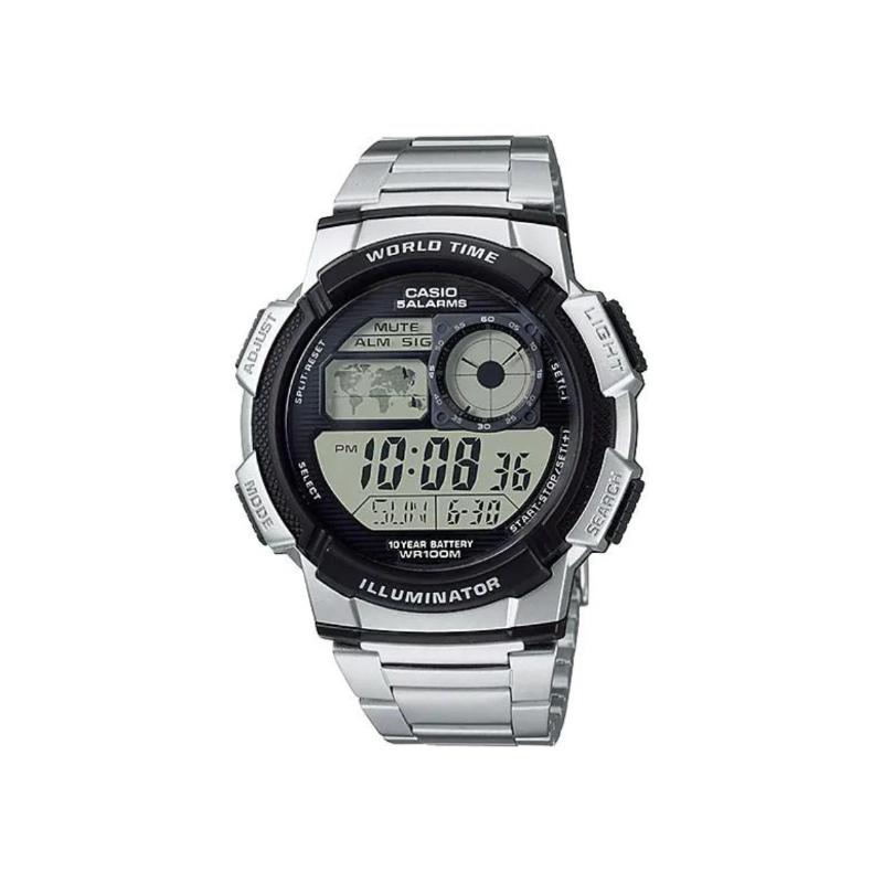 Casio Youth World Time AE-1000WD-1AVDF Digital Stainless Steel Men’s Watch