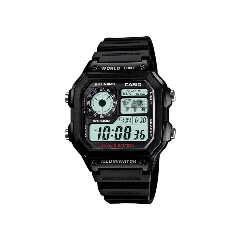 Casio Youth World Time AE-1200WH-1AVDF Digital Resin Belt Men’s Watch