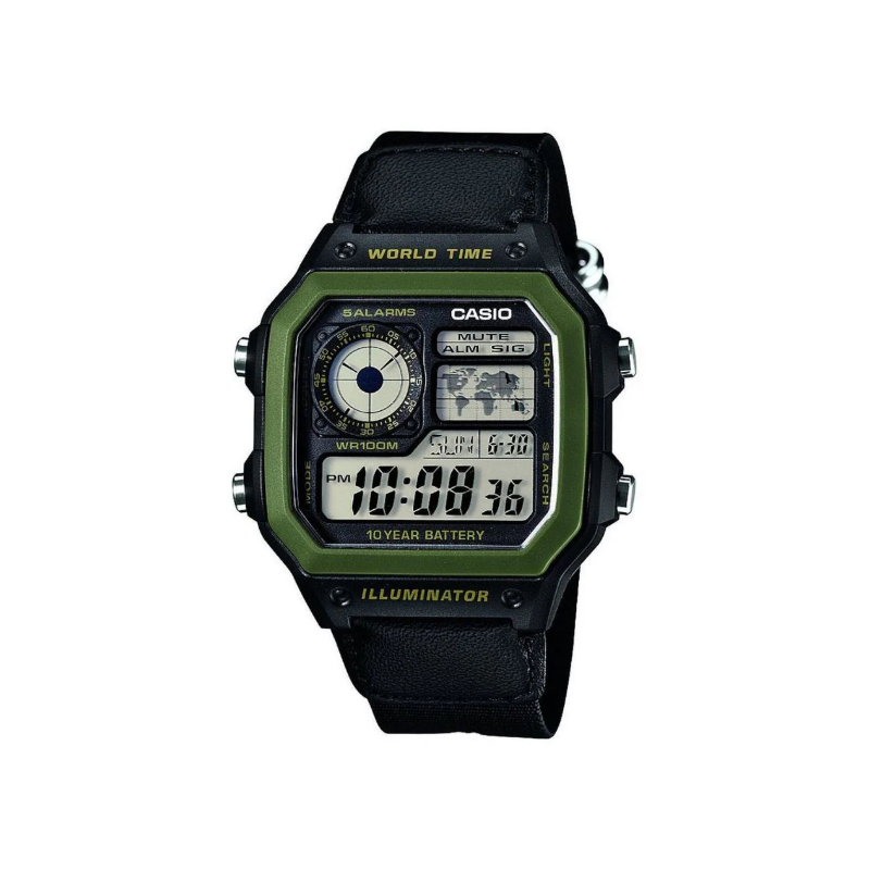 Casio Youth World Time AE-1200WHB-1BVDF Digital Nylon Belt Men’s Watch