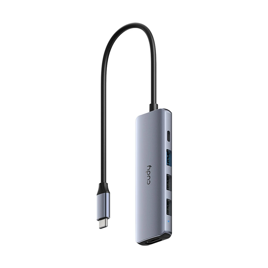 Cudy UH405 Type-C Male to HDMI, USB 3.2, Dual USB 2.0, & PD Female Gray Converter