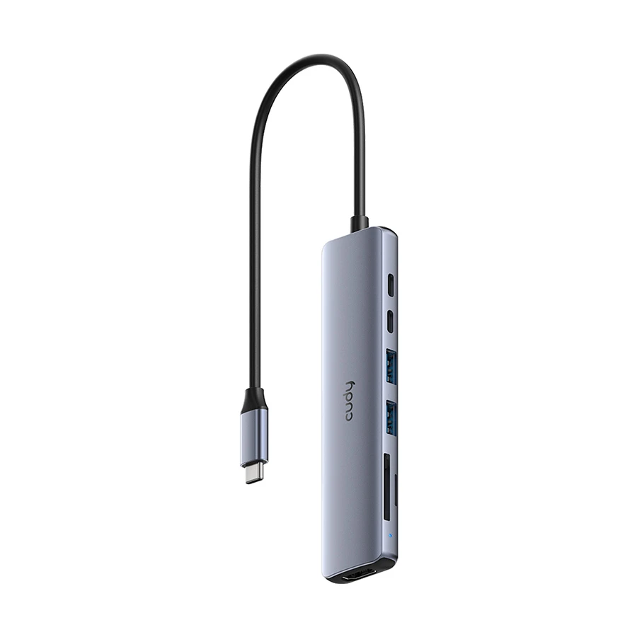 Cudy UH407 Type-C Male to HDMI, Dual USB 3.2, Type-C, PD, TF & SD Female Gray Converter