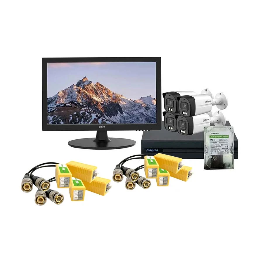 Dahua Small Home & Office CCTV Package (4x Dome Camera, 1x XVR, HDD, Monitor, Adapter, Connector) #SOH-DH-002