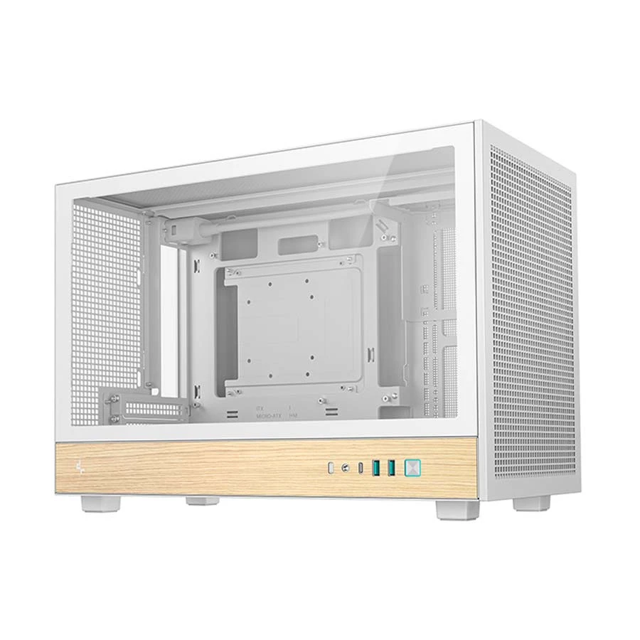 DeepCool CH260 WOOD WH Mini Tower Tempered Glass Micro-ATX Gaming Desktop Case