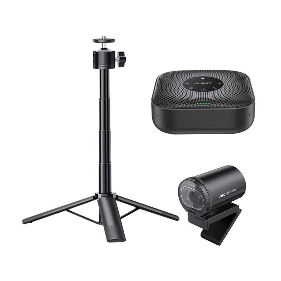EMEET 5-8P-AVSWT 5-8 Person Audio & Video Conference Package (1x Speaker, 1x Webcam, 1x Tripod)