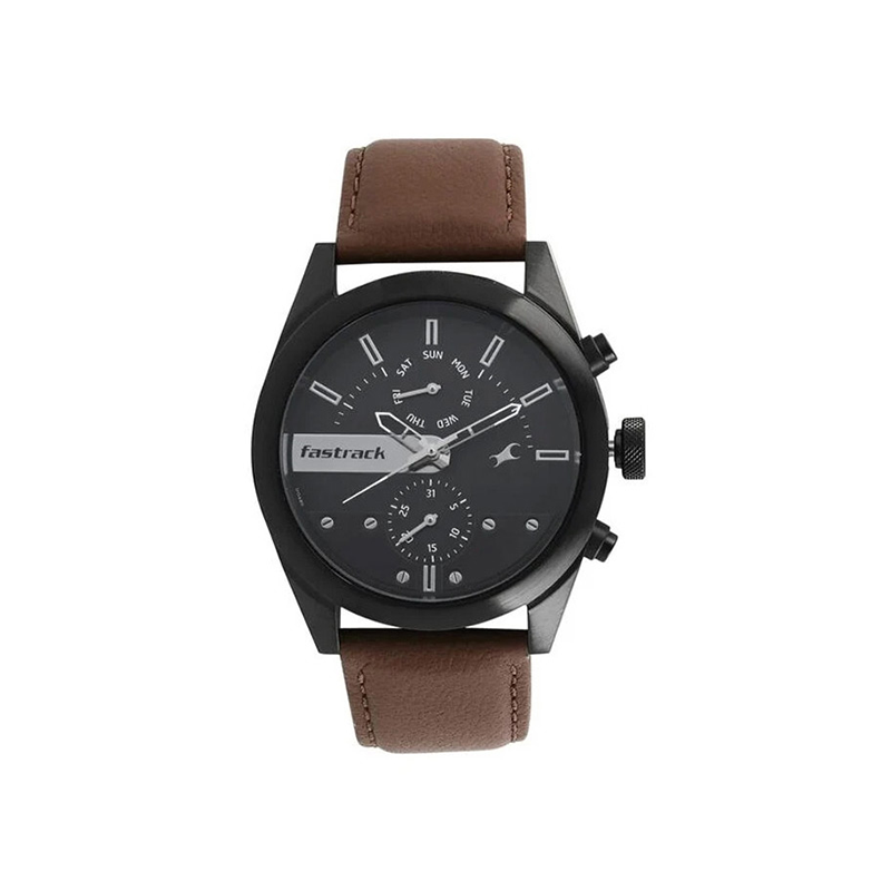 Fastrack All Nighters 3165NL01 Quartz Analog Multifunction Leather Strap Men's Watch