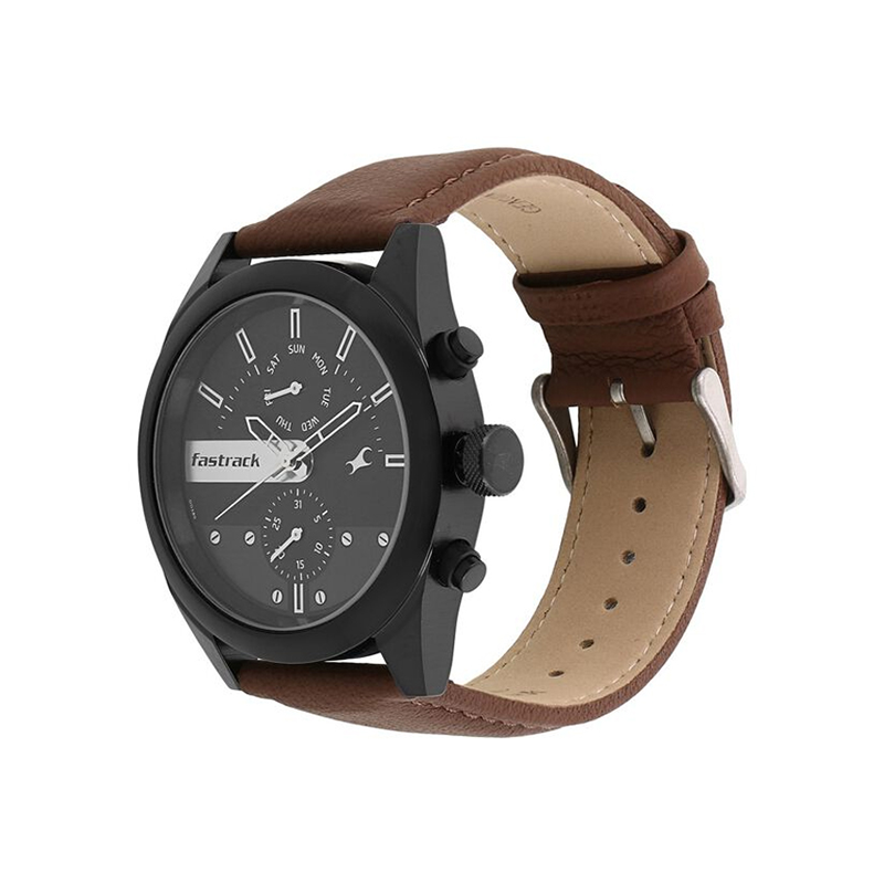 Fastrack All Nighters 3165NL01 Quartz Analog Multifunction Leather Strap Men's Watch - official view 2