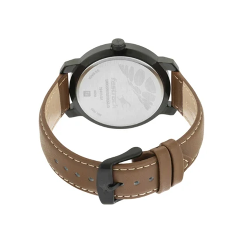 Fastrack Bare Basics 3246NL01 Quartz Date Analog Leather Strap Men’s Watch - official view 3