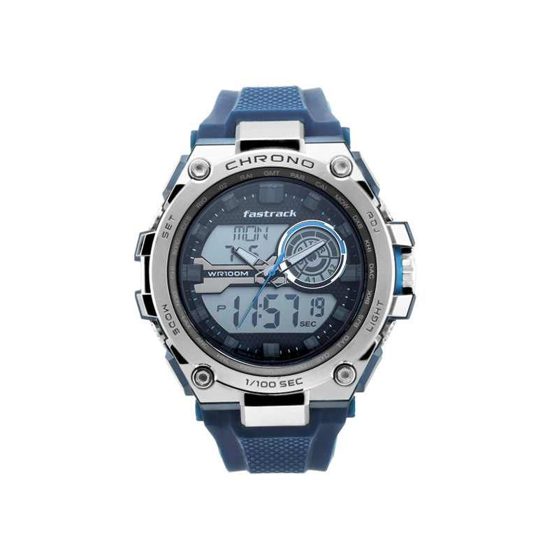 Fastrack Mean Machines 38055PP01 Quartz Analog Digital Silicone Strap Men's Watch