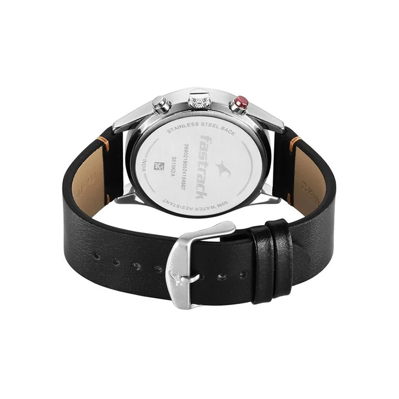 Fastrack Opulence Sun Moon Chronograph 3315KL02 Quartz Analog Leather Strap Men's Watch - official view 3