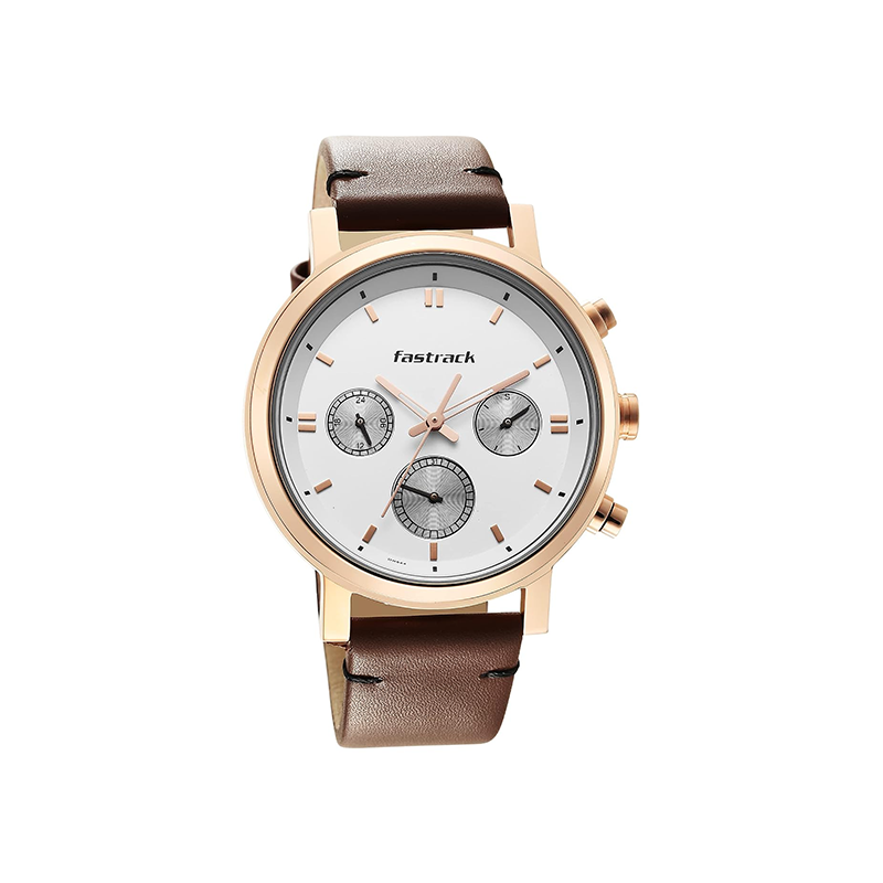 Fastrack Tick Tock Quartz 3287WL01 Multifunction Analog Leather Strap Men's Watch - official view 2