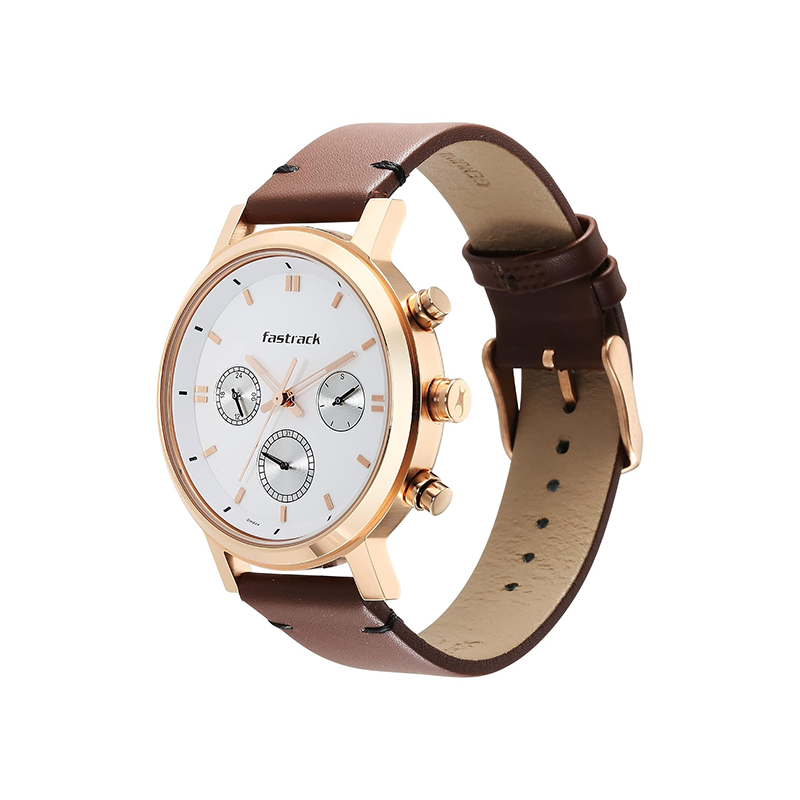 Fastrack Tick Tock Quartz 3287WL01 Multifunction Analog Leather Strap Men's Watch - official view 3