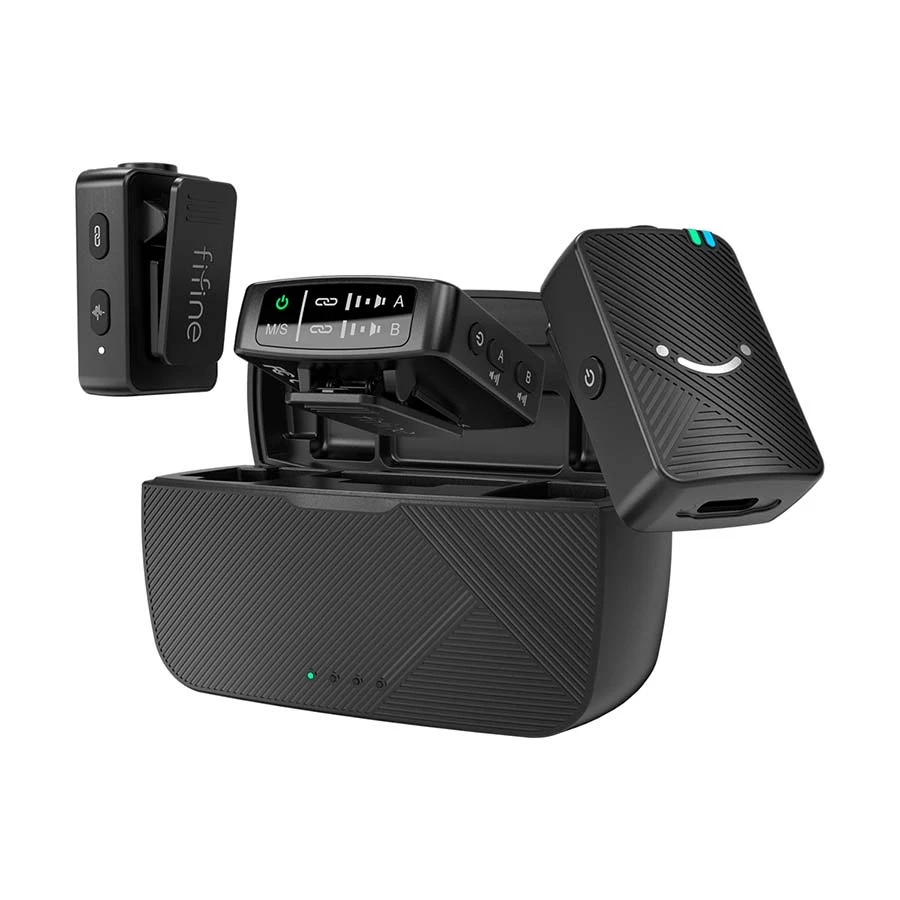 FIFINE M9 Dual Wireless Lavalier Microphones System with Changing Case