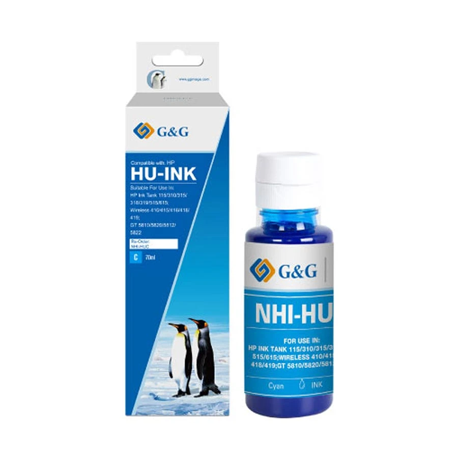 G&amp;G G&G GT52 70ml Cyan Ink Bottle #NHI-HUC-70ml