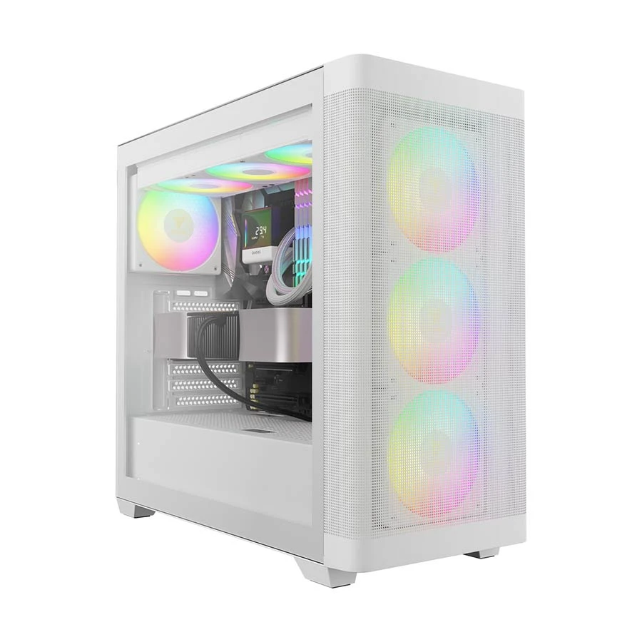 GAMDIAS Athena M3 WH ARGB Mesh Mid Tower (Tempered Glass) E-ATX Gaming Desktop Case